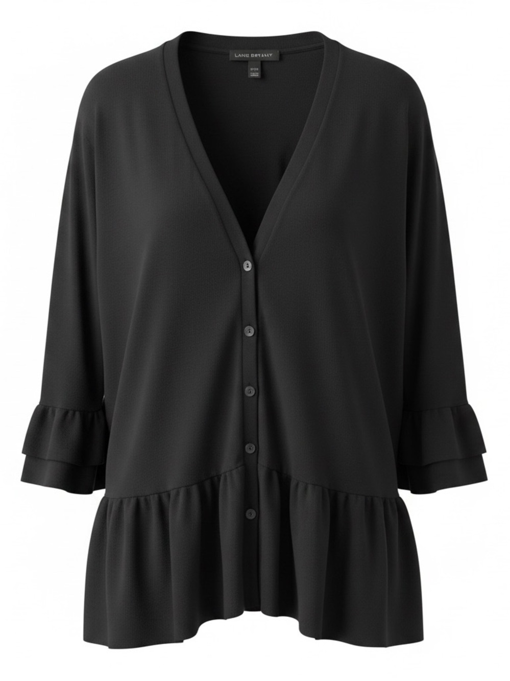 Lane Bryant Black Ruffle-Hem Button Front Cardigan Plus Size 22/24
